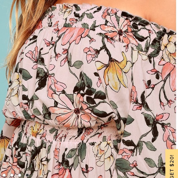 Lulus Pink Floral Off the Shoulder Dress - Picture 3 of 6